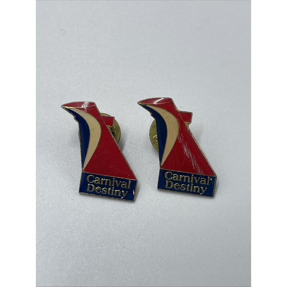 Vintage Carnival Destiny Cruise Ship Funnel Logo Enamel Lapel Pin Travel Lot 2